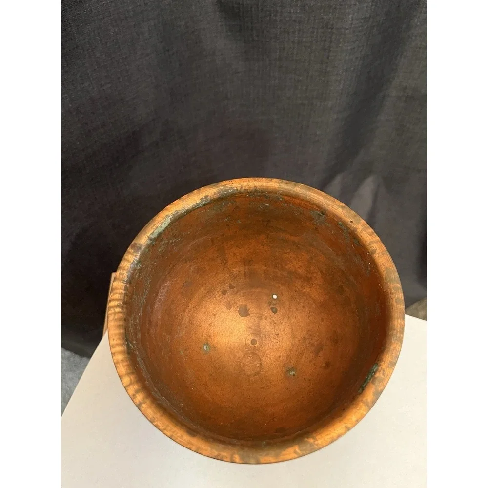 VTG Copper Chalice Planter Hammered Base Stem Natural Petina Garden Decor